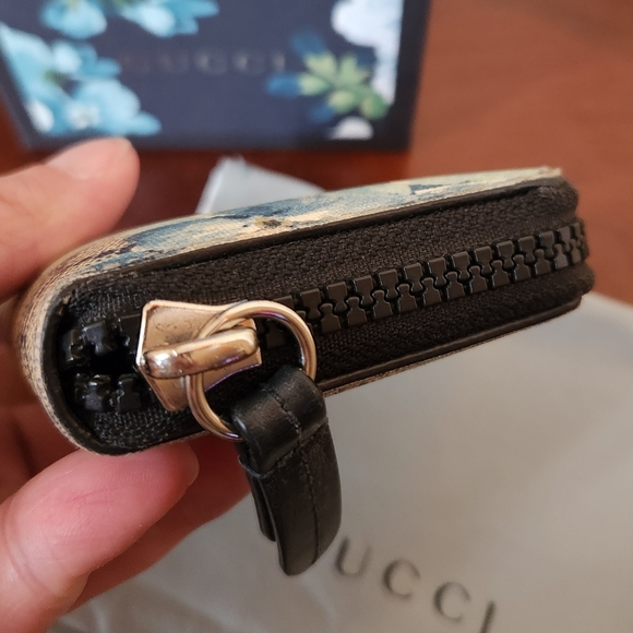 Gucci Blooms Floral Leather Blue Zip Wallet Card Case - Picture 4 of 8